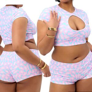 Frankies Bikinis Bree Terry Bikini Crop Top Daisy Dreams  Medium